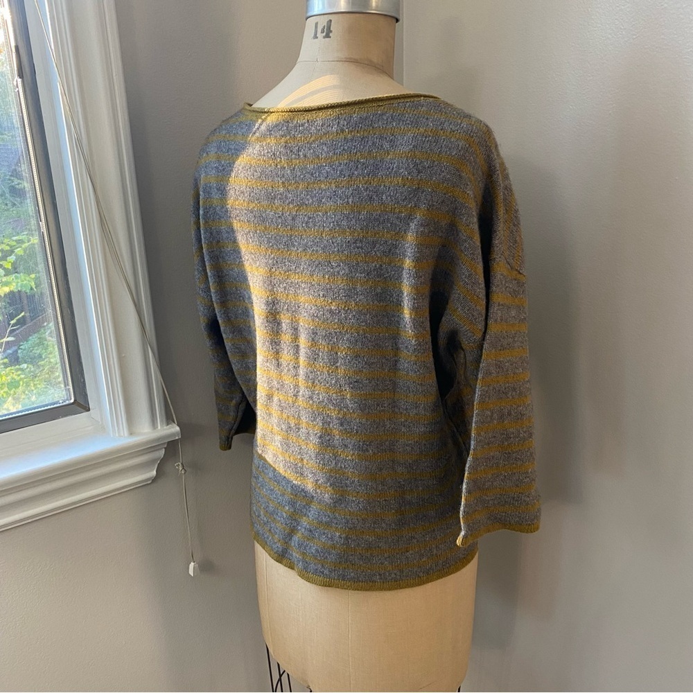 Eileen Fisher Women’s Yak & Lambswool Yellow Green & Gray Boxy Sweater Sz M - Picture 7 of 15